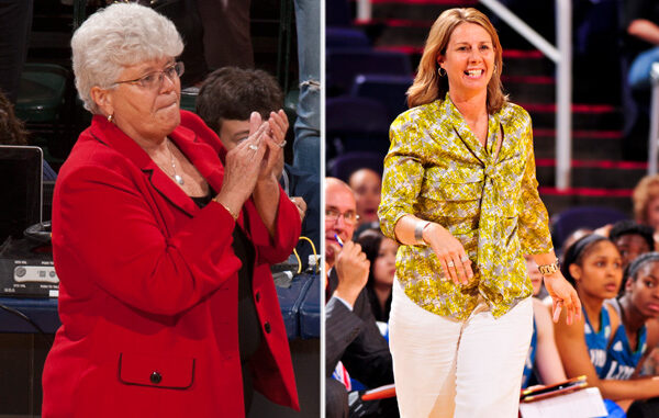 Indiana Fever coach Lin Dunn, Minnesota Lynx coach Cheryl Reeve. Photos: NBAE.