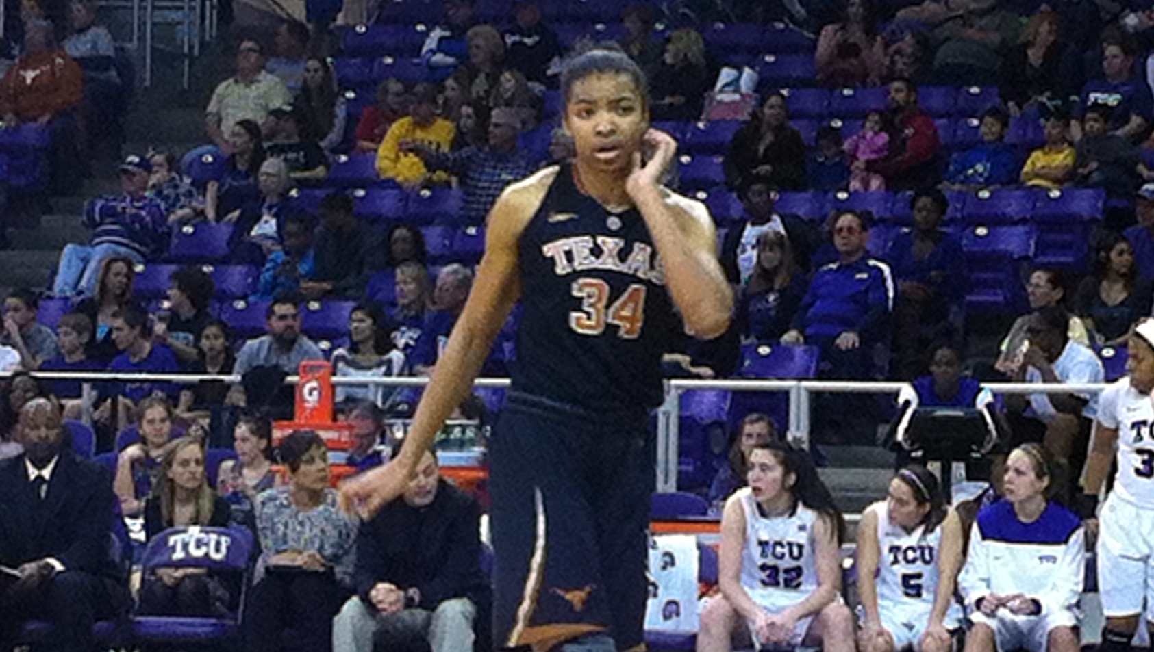 McGee-Stafford’s double-double helps Texas survive TCU in battle between young teams