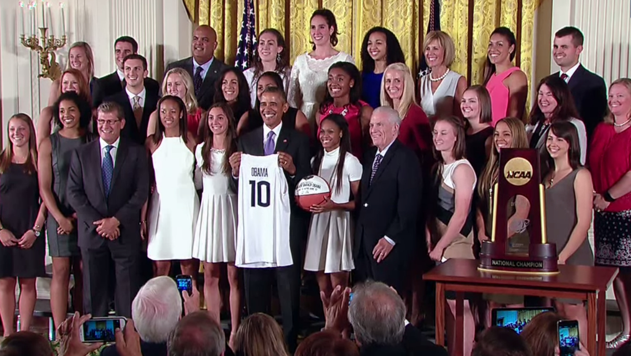 Video and transcript: President Obama welcomes 2015 NCAA champion UConn to the White House