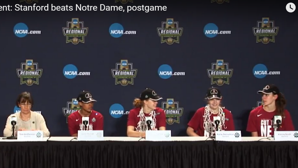 Video: Stanford jubilant after win over Notre Dame in Elite Eight