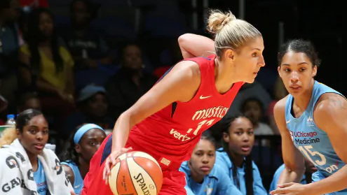 Washington, D.C. (July 13, 2018) - Mystics foward Elena Delle Donne. Photo: NBAE/Getty Images.