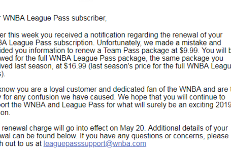 WNBA makes pricing mistake with League Pass renewal