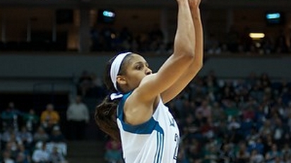 Minneapolis (October 6, 2013) - Maya Moore of the Minnesota Lynx in game one of the WNBA Finals. Photo © Robert Franklin, all rights reserved.